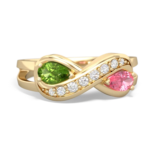 Peridot Genuine Peridot with Lab Created Pink Sapphire Diamond Infinity ring Ring