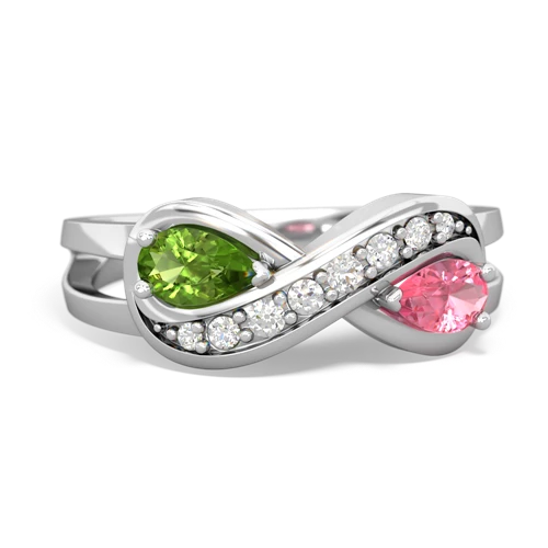 peridot-pink sapphire diamond infinity ring
