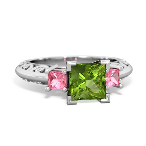 peridot-pink sapphire engagement ring