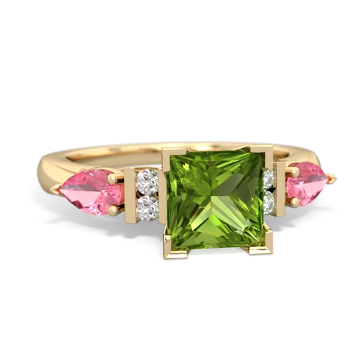 Peridot Genuine Peridot with Lab Created Pink Sapphire and Lab Created Alexandrite Engagement ring Ring