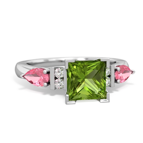 peridot-pink sapphire engagement ring