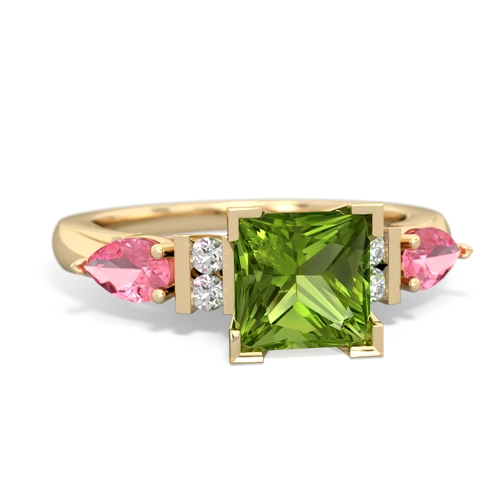 peridot-pink sapphire engagement ring