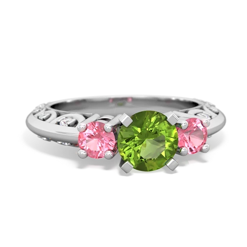 peridot-pink sapphire engagement ring