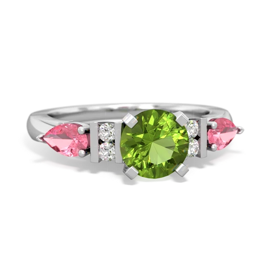 peridot-pink sapphire engagement ring