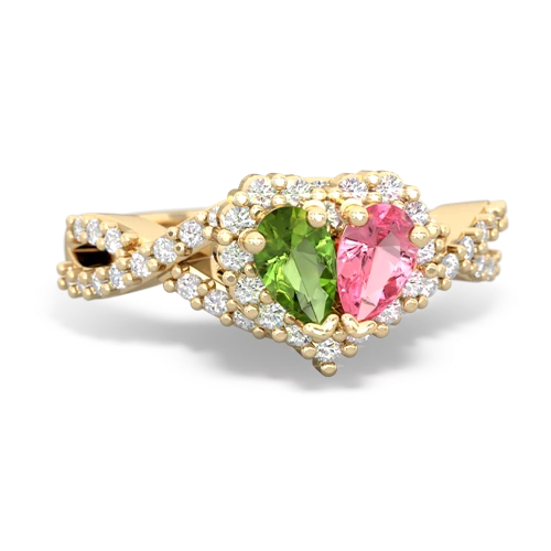 peridot-pink sapphire engagement ring
