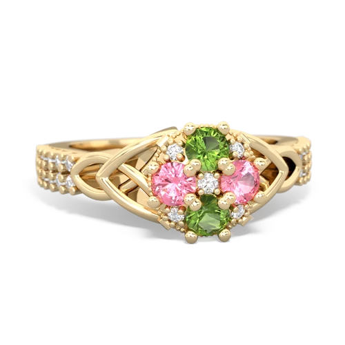 peridot-pink sapphire engagement ring