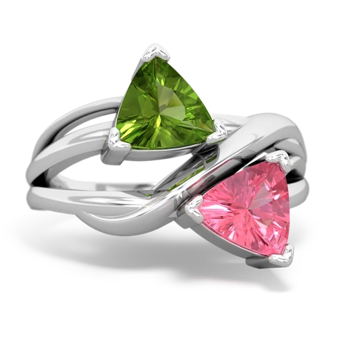 peridot-pink sapphire filligree ring