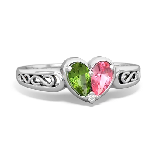 peridot-pink sapphire filligree ring