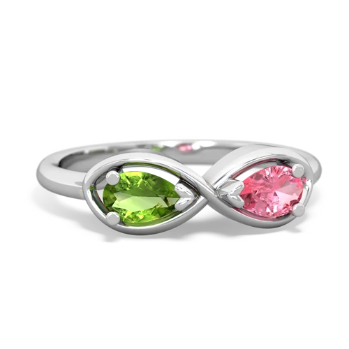 Peridot Genuine Peridot with Lab Created Pink Sapphire Infinity ring Ring
