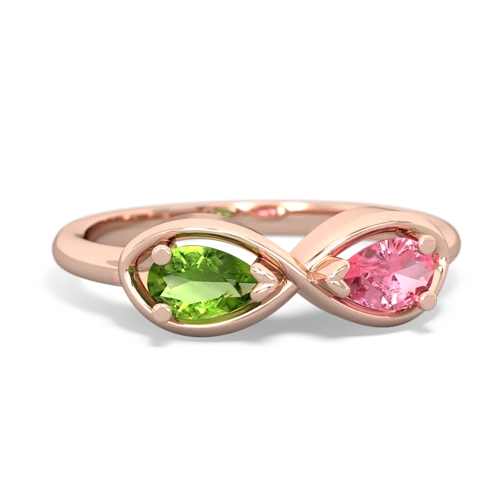 peridot-pink sapphire infinity ring