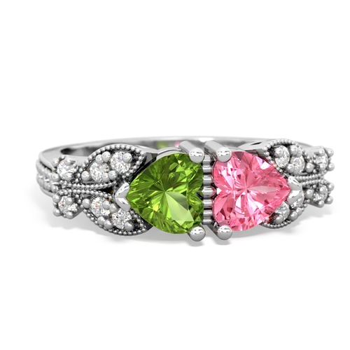 peridot-pink sapphire keepsake butterfly ring