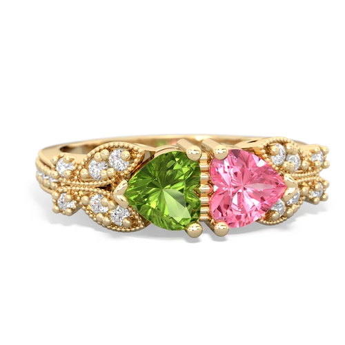 peridot-pink sapphire keepsake butterfly ring