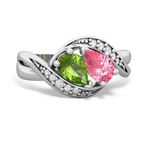 peridot-pink sapphire keepsake curls ring