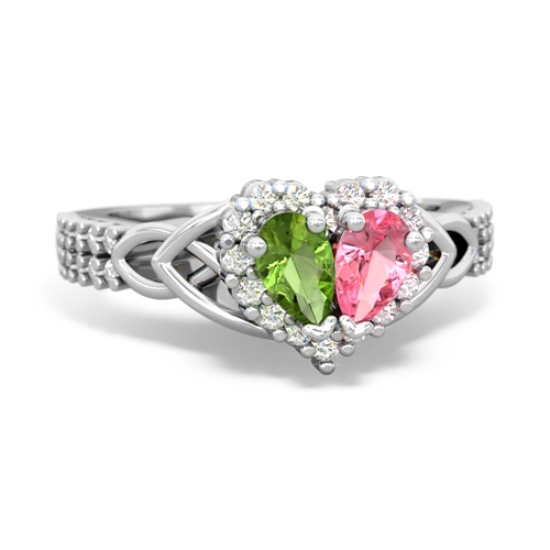peridot-pink sapphire keepsake engagement ring