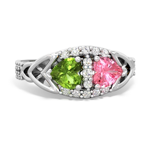 peridot-pink sapphire keepsake engagement ring