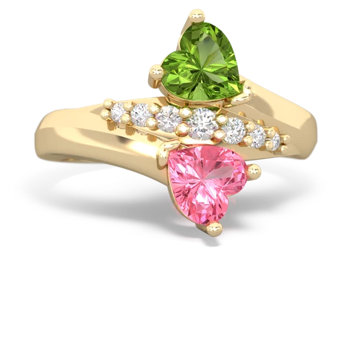 peridot-pink sapphire modern ring