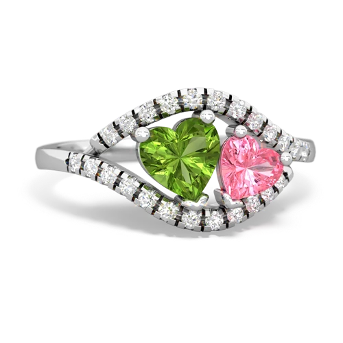 Peridot Genuine Peridot with Lab Created Pink Sapphire Mother and Child ring Ring