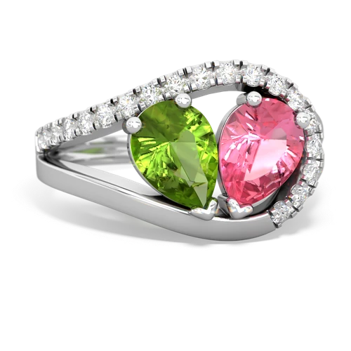 peridot-pink sapphire pave heart ring