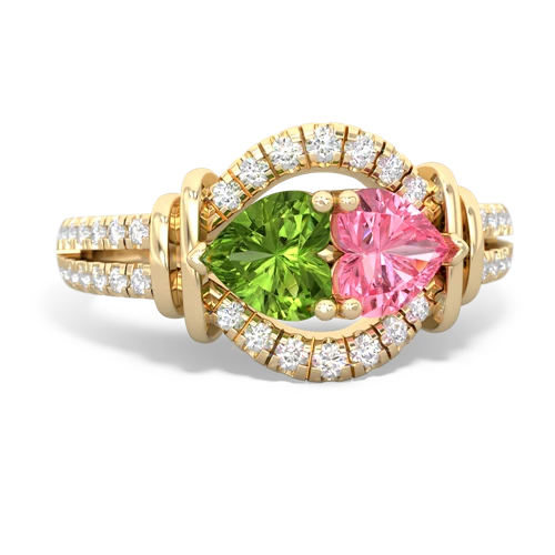 peridot-pink sapphire pave keepsake ring