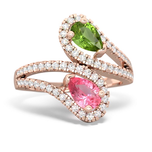 Peridot Genuine Peridot with Lab Created Pink Sapphire Diamond Dazzler ring Ring