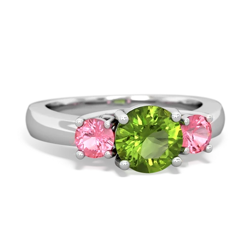Peridot Genuine Peridot with Lab Created Pink Sapphire and Lab Created Alexandrite Three Stone Trellis ring Ring
