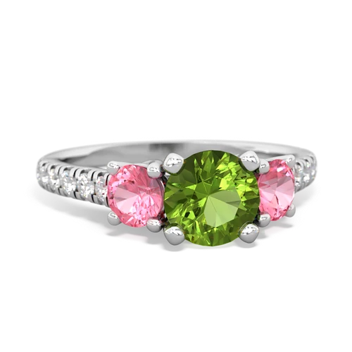 peridot-pink sapphire trellis pave ring
