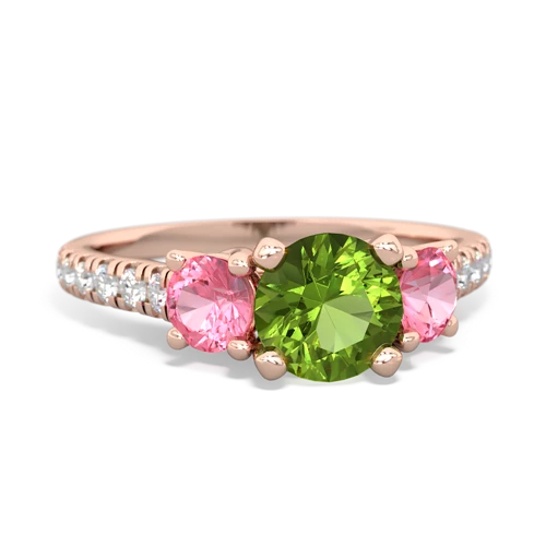 peridot-pink sapphire trellis pave ring