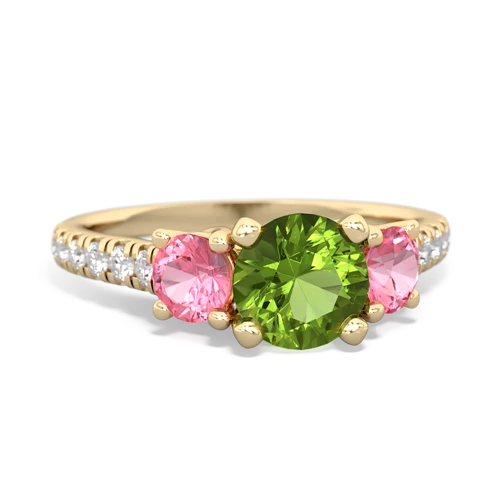 peridot-pink sapphire trellis pave ring