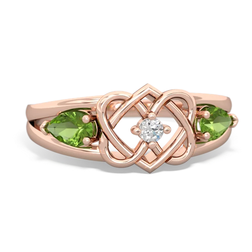 peridot double heart ring