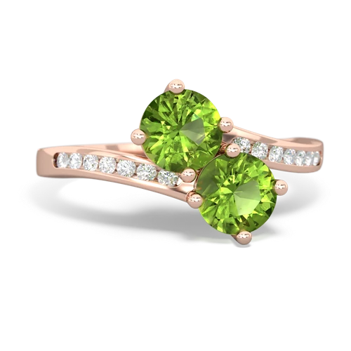 peridot two stone channel ring