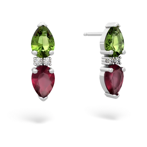 peridot-ruby bowtie earrings