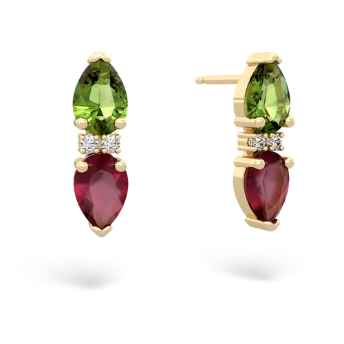 peridot-ruby bowtie earrings