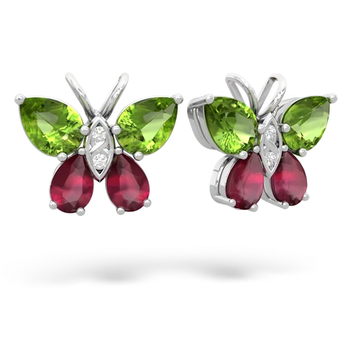 peridot-ruby butterfly earrings
