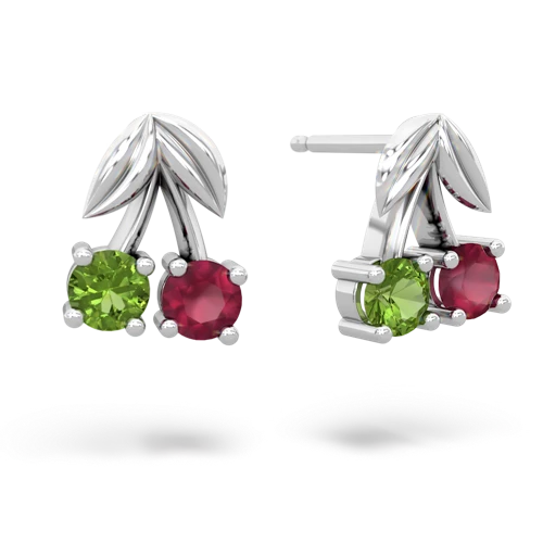 peridot-ruby cherries earrings