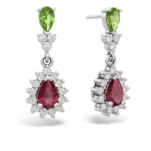 peridot-ruby dangle earrings
