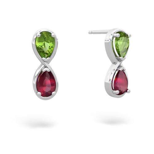 peridot-ruby infinity earrings