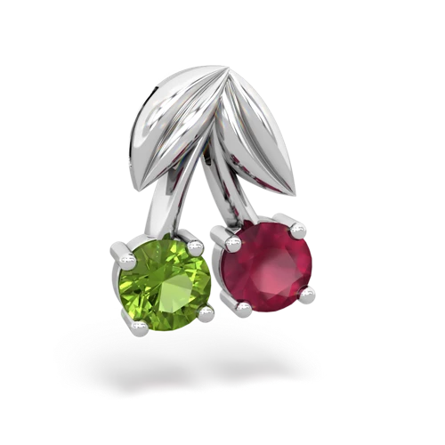 peridot-ruby cherries pendant
