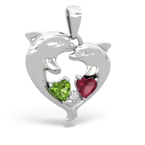 peridot-ruby dolphins pendant