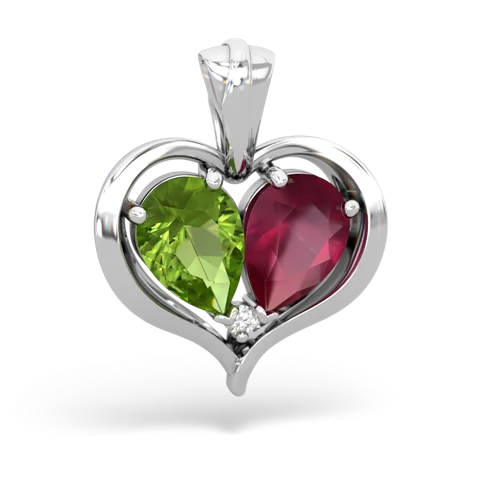 peridot-ruby half heart whole pendant