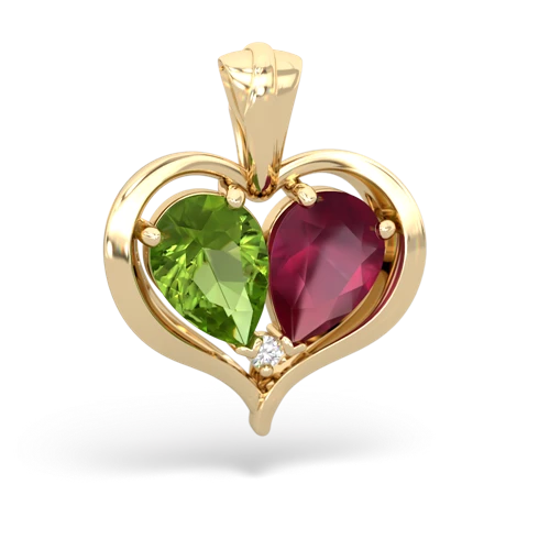 peridot-ruby half heart whole pendant