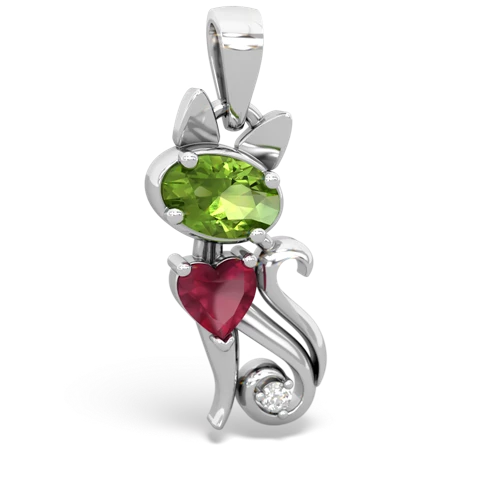 peridot-ruby kitten pendant