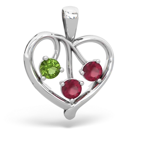peridot-ruby love heart pendant
