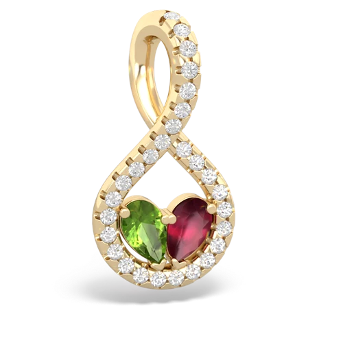 peridot-ruby pave twist pendant