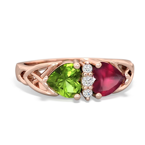 peridot-ruby celtic ring