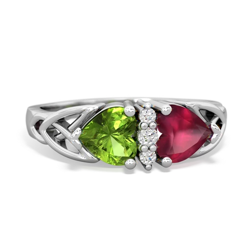 peridot-ruby celtic ring