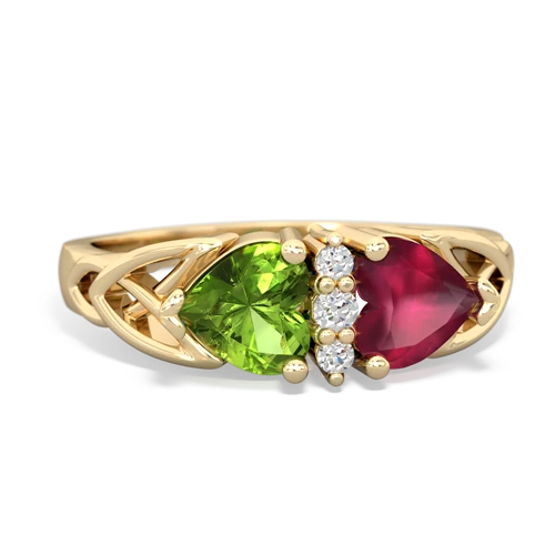 peridot-ruby celtic ring