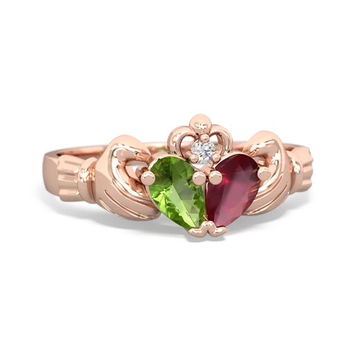 peridot-ruby claddagh ring