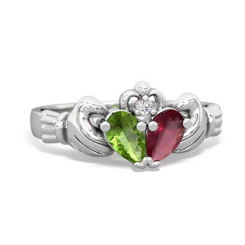 peridot-ruby claddagh ring