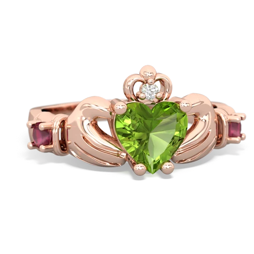 Peridot Genuine Peridot with Genuine Ruby and  Claddagh ring Ring