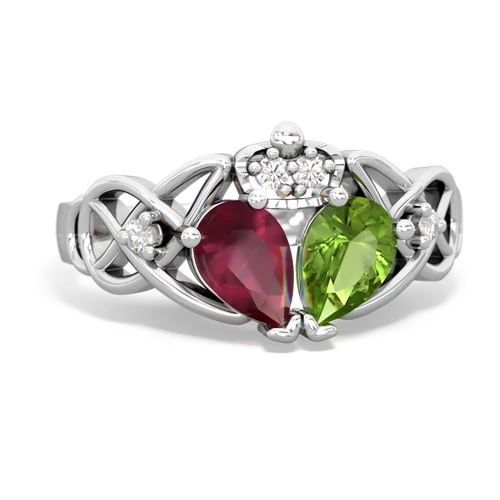 peridot-ruby claddagh ring